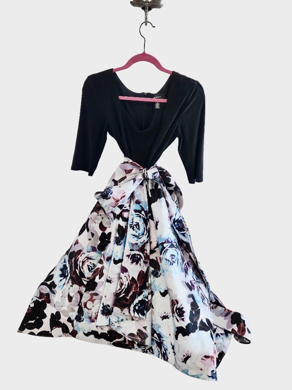 Black & Floral High-Low Asymmetrical Dress Sz 8